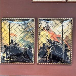 Elegant Black and Gold Silhouette Bubble Glass Wall Art Set